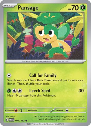 Pansage 004/182 - SV04 Paradox Rift Reverse Holofoil