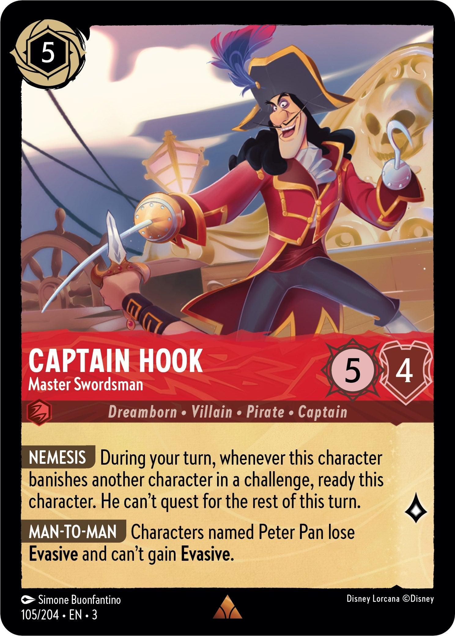 Captain Hook - Master Swordsman (105/204) - Into the Inklands Cold Foil