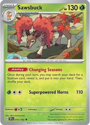 Sawsbuck 017/162 - SV05 Temporal Forces Reverse Holofoil