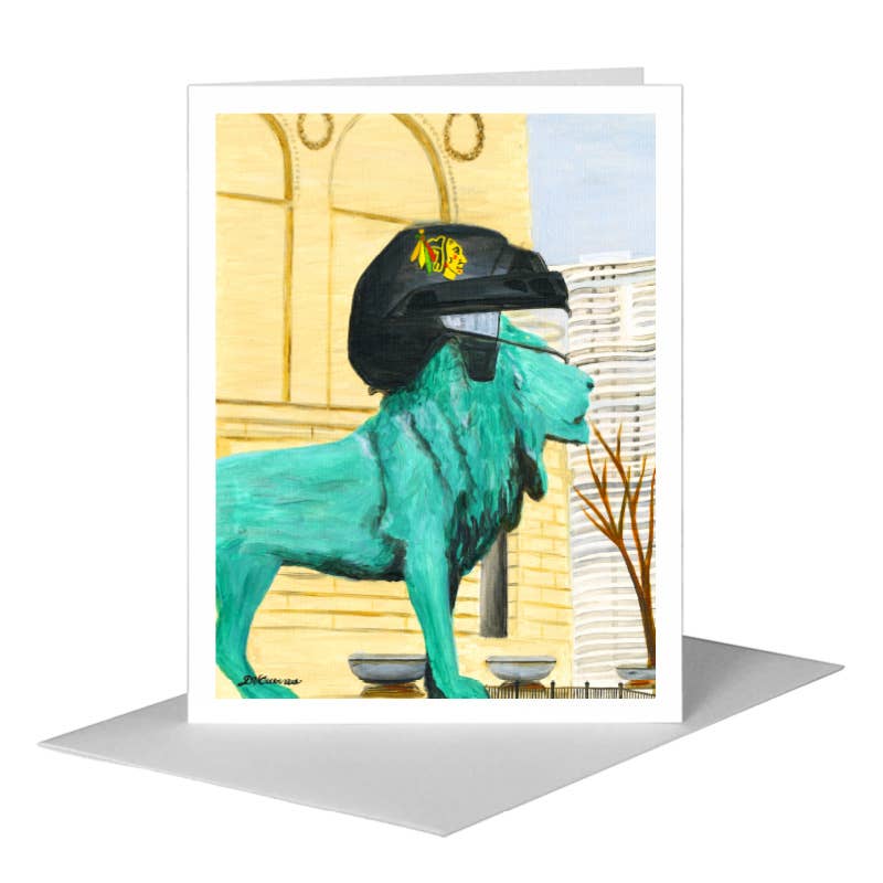 Blackhawks Lion, Chicago, Greeting Card (#8401A)