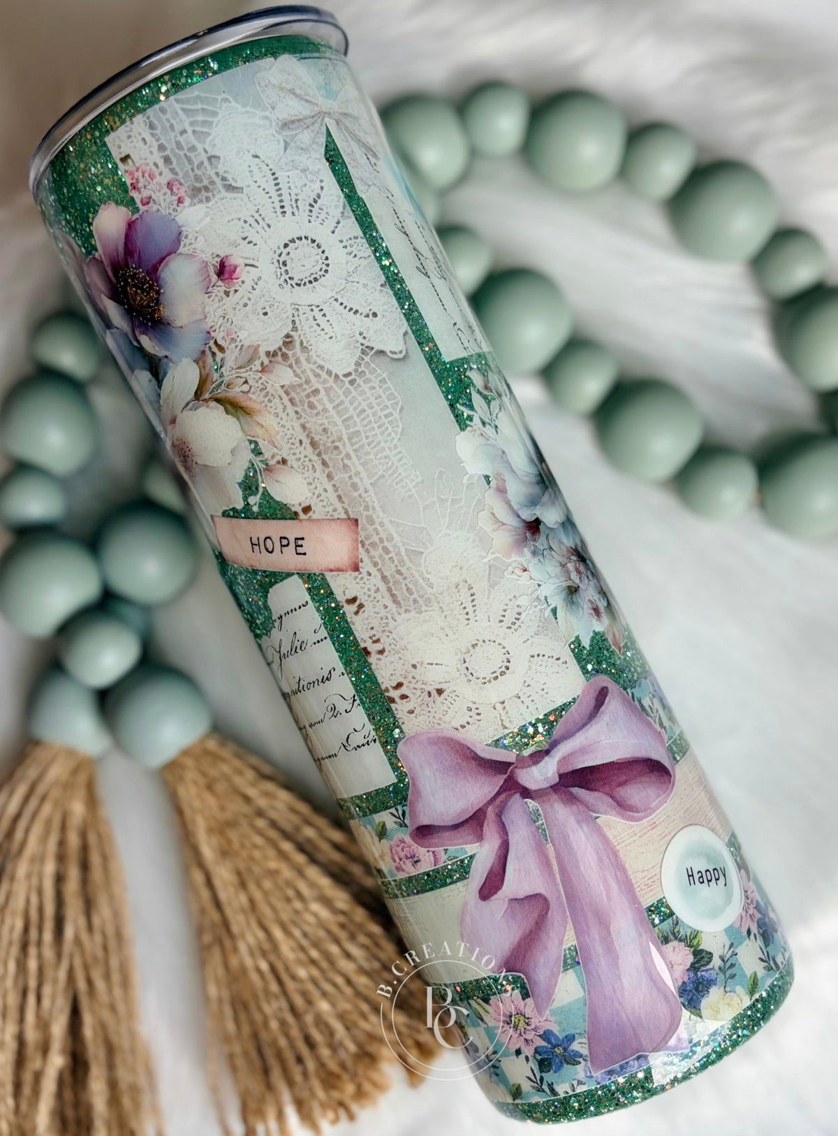 Bloom Embroidered, 30 oz skinny tumbler