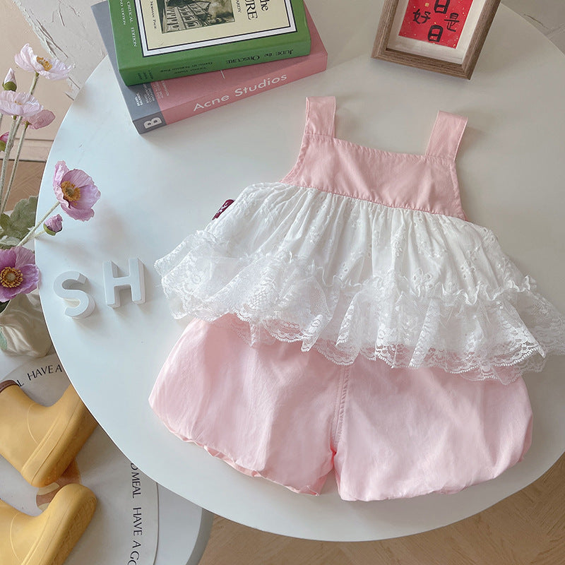 Lace skirt shorts two-piece set