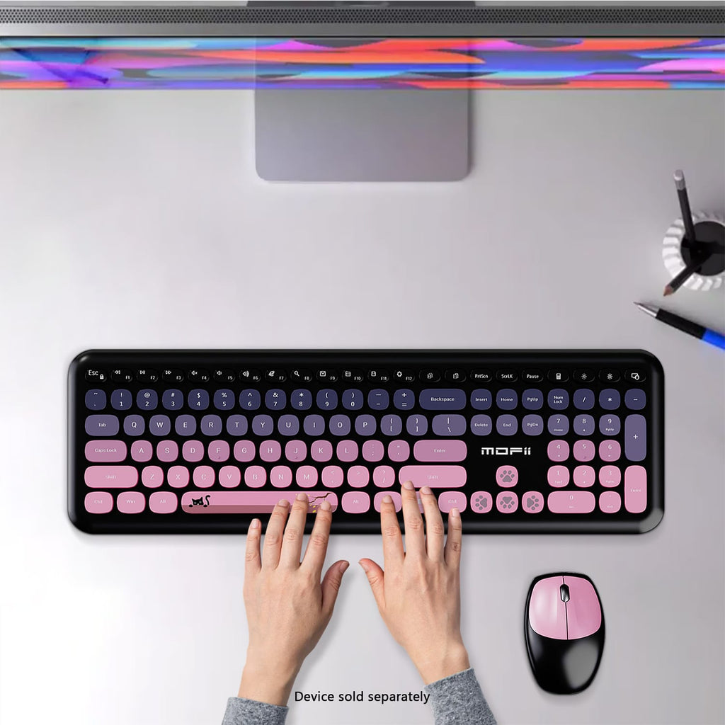 Wireless Keyboard & Mouse Combo - Soft Click, Colorful 100 Keys