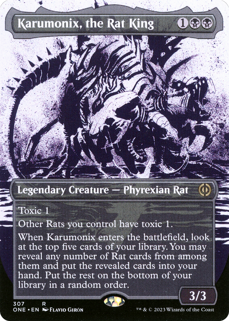 Karumonix, the Rat King (ONE-307) - Phyrexia: All Will Be One: (Showcase) (Borderless)