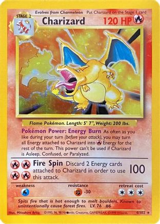 Charizard (Black Dot Error) 004 - Base Set Holofoil