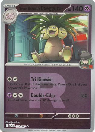 Team Rocket's exeggutor (Team Rocket) 078 - ME Ascended Heroes Reverse Holofoil