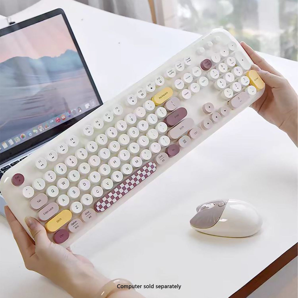 Wireless Keyboard & Mouse Combo - Silent Click, Colorful 104 Keys