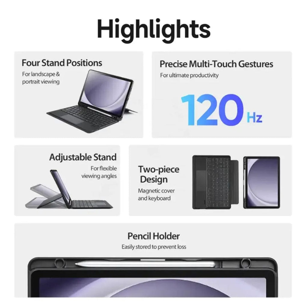 Samsung Galaxy Tab S10 FE+ Keyboard Case with Track Pad - ProTouch Slim Design | Navigation Series