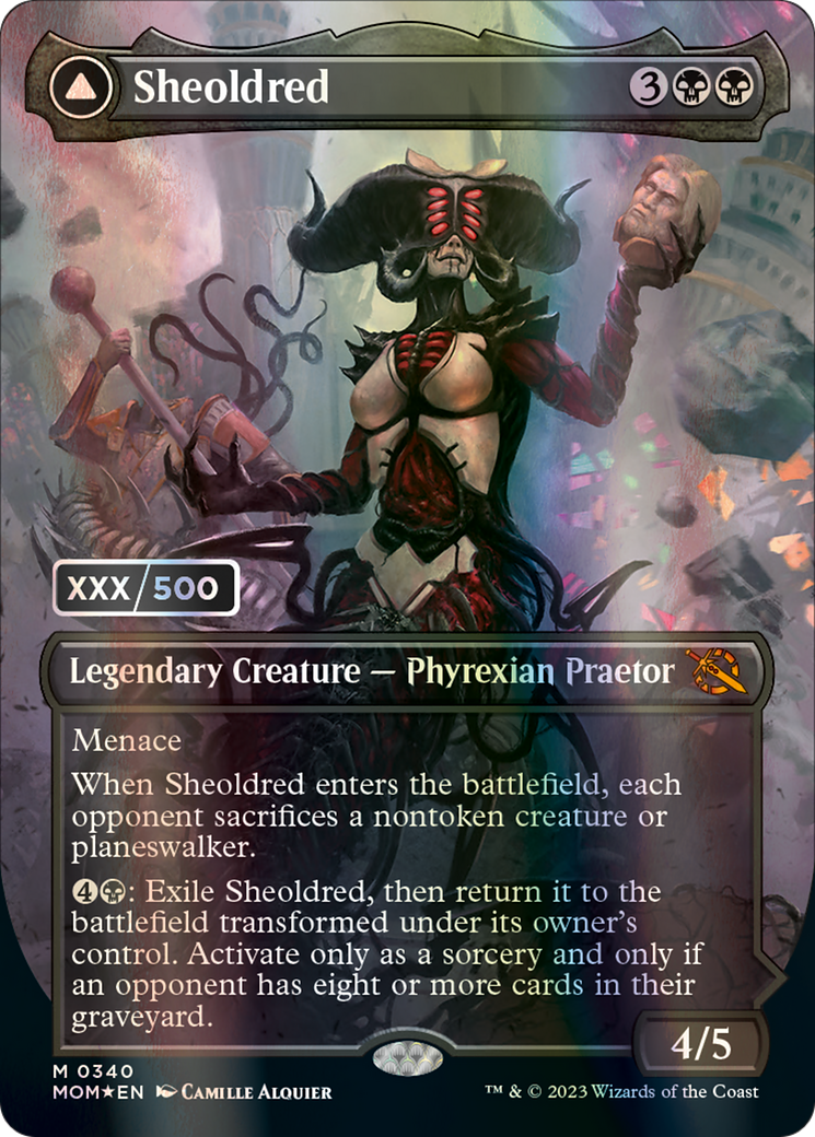Sheoldred // The True Scriptures (MOM-340) - March of the Machine (Borderless) Foil