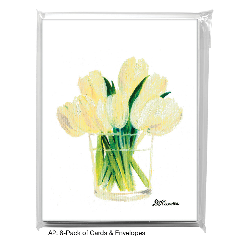 White Tulips in Glass, Greeting Card (#7096F)