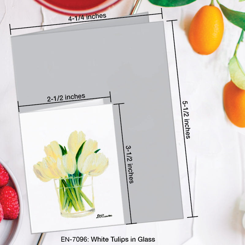 White Tulips in Glass, Greeting Card (#7096F)