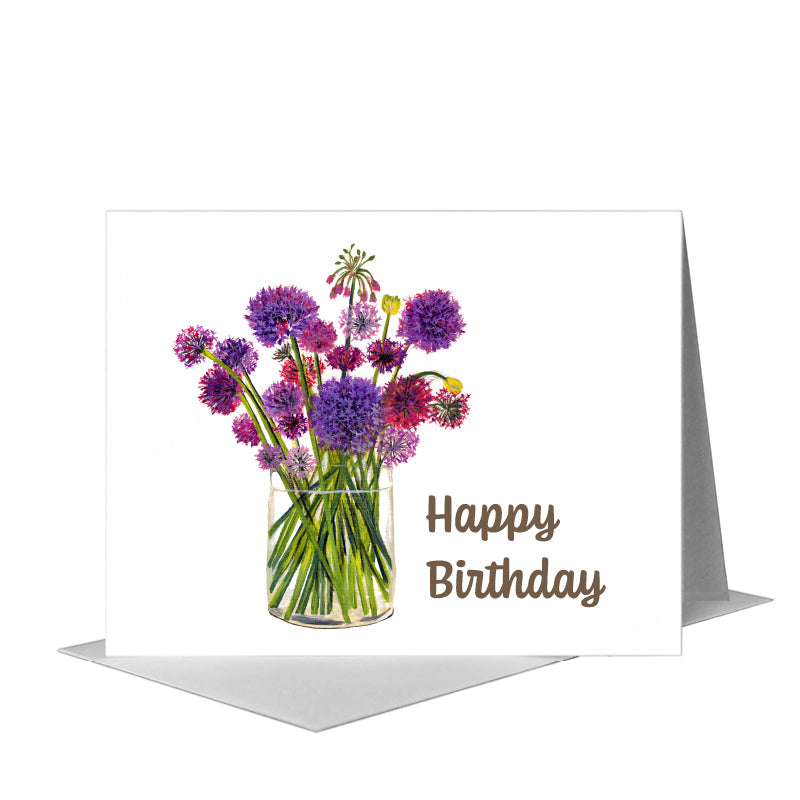 Alliums in Vase, Greeting Card (#7203D)