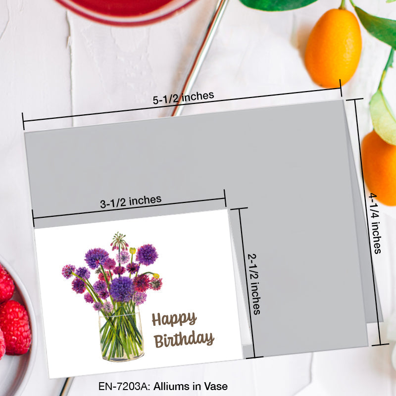 Alliums in Vase, Greeting Card (#7203D)