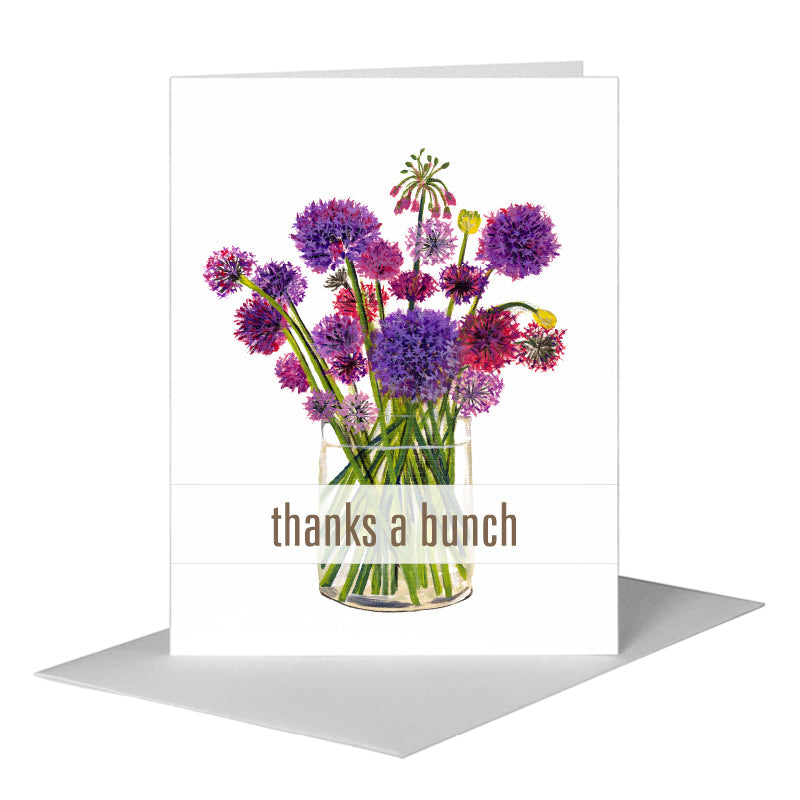 Alliums in Vase, Greeting Card (#7203BA)