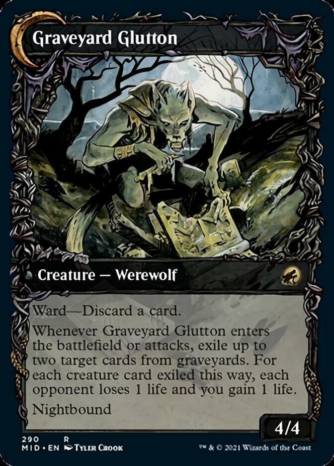 Graveyard Trespasser // Graveyard Glutton (MID-290) - Innistrad: Midnight Hunt: (Showcase, Double Faced Transform) Foil