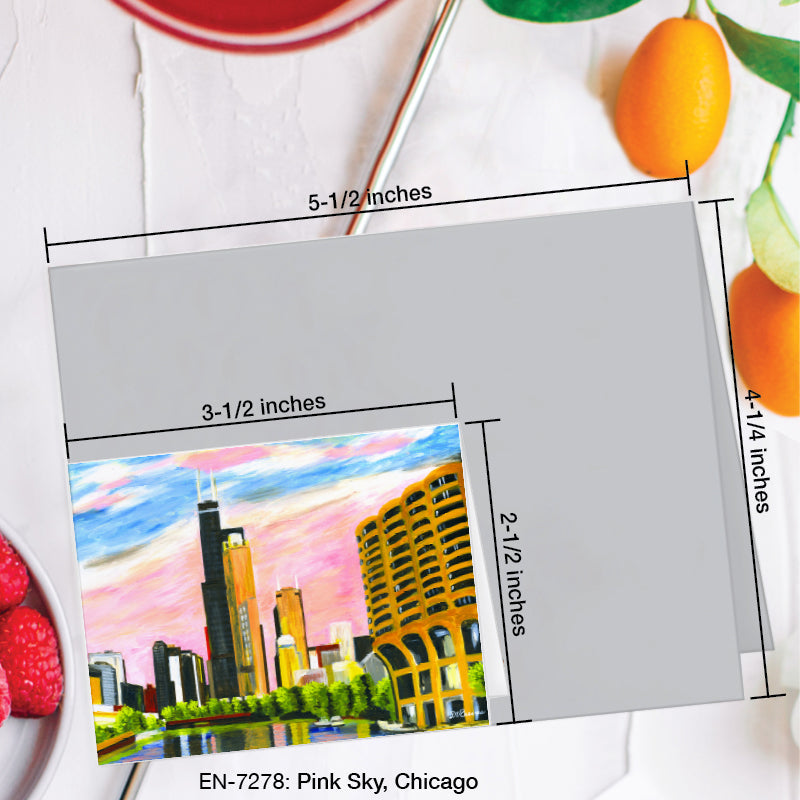 Pink Sky, Chicago, Greeting Card (#7278A)