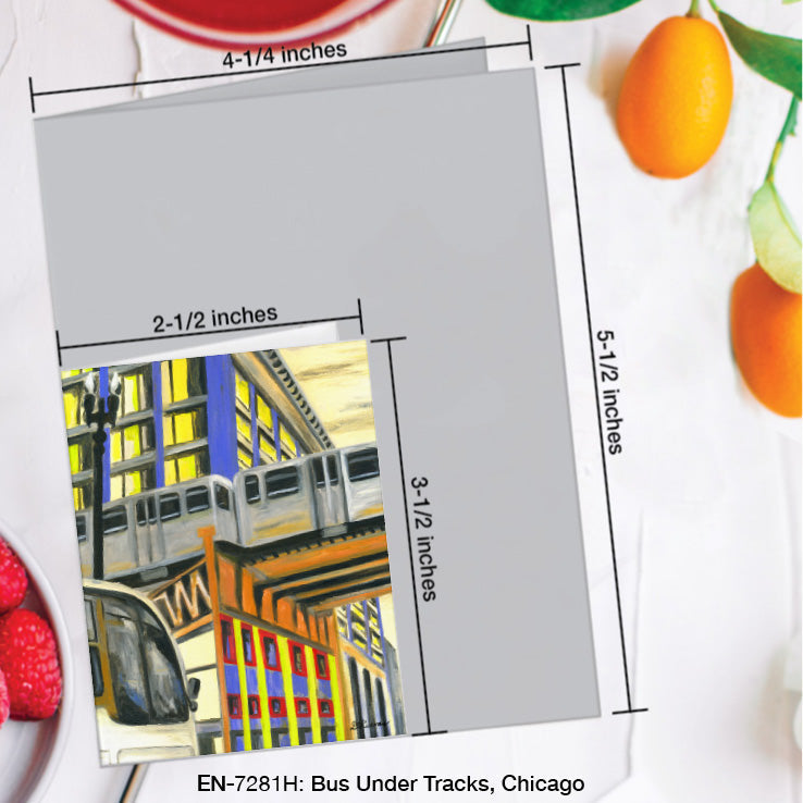 Bus Under Tracks, Chicago, Greeting Card (#7281H)