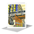 Bus Under Tracks, Chicago, Greeting Card (#7281H)