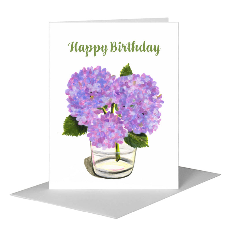 Hydrangeas in Glass, Greeting Card (#7307E)