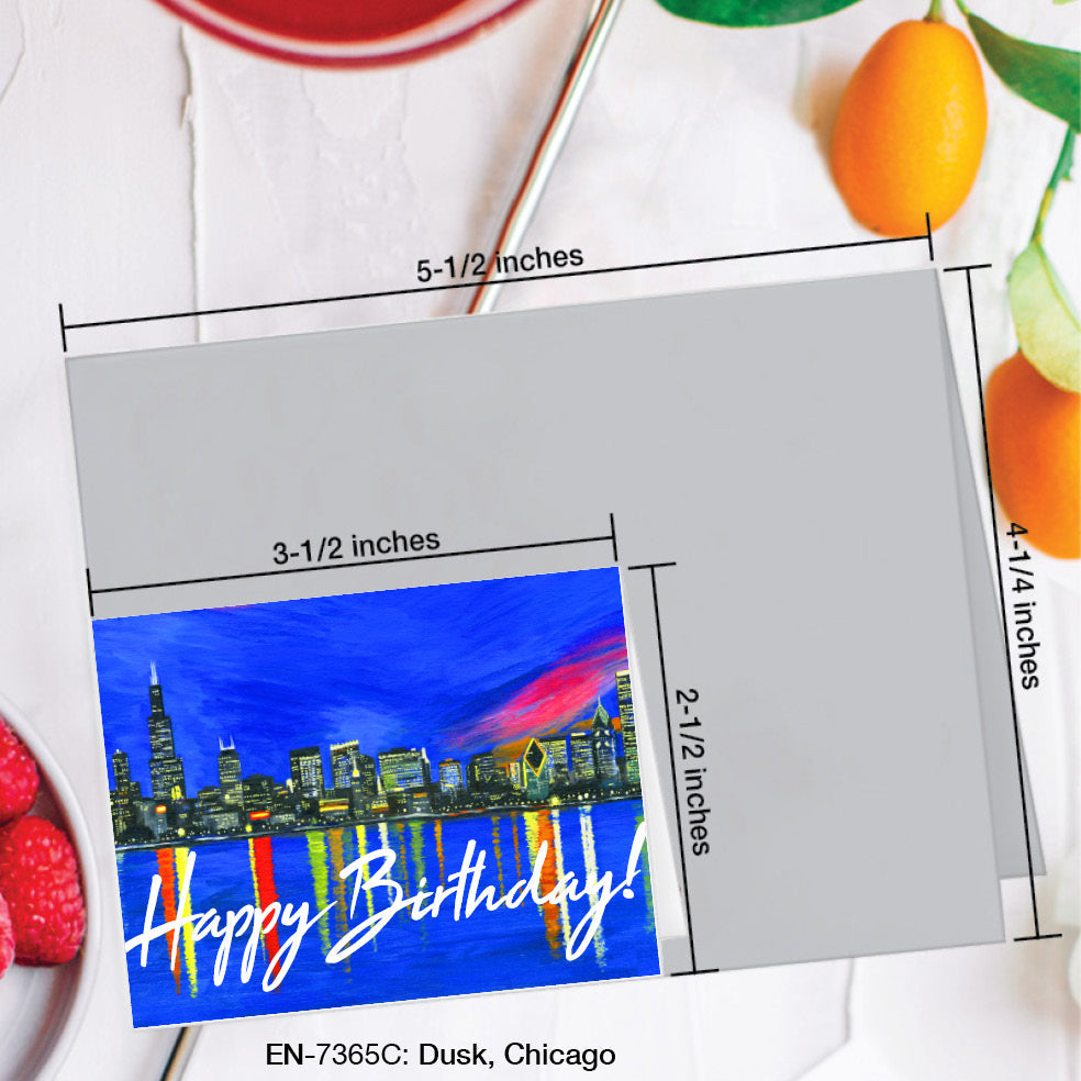 Dusk Skyline, Chicago, Greeting Card (#7365C)