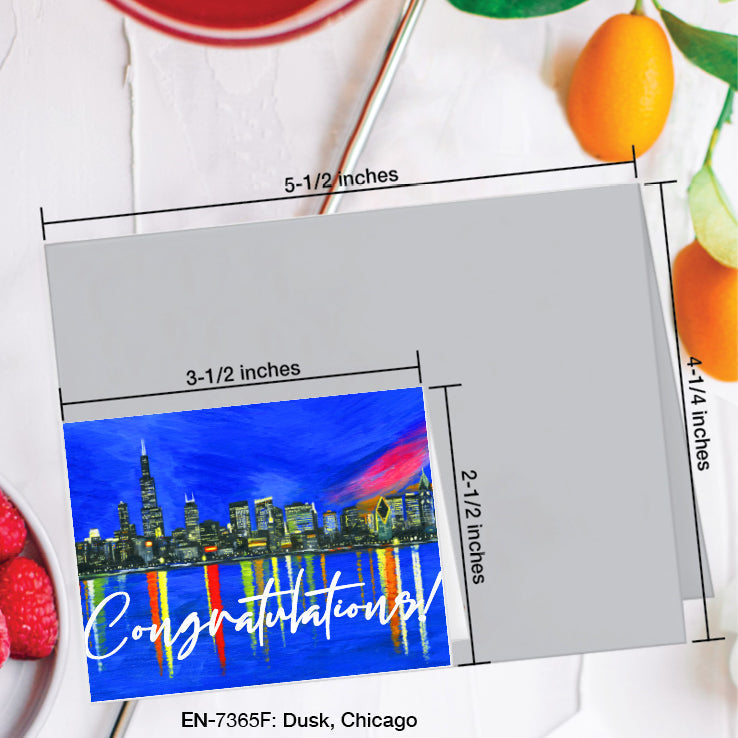 Dusk Skyline, Chicago, Greeting Card (#7365F)