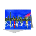 Dusk Skyline, Chicago, Greeting Card (#7365F)