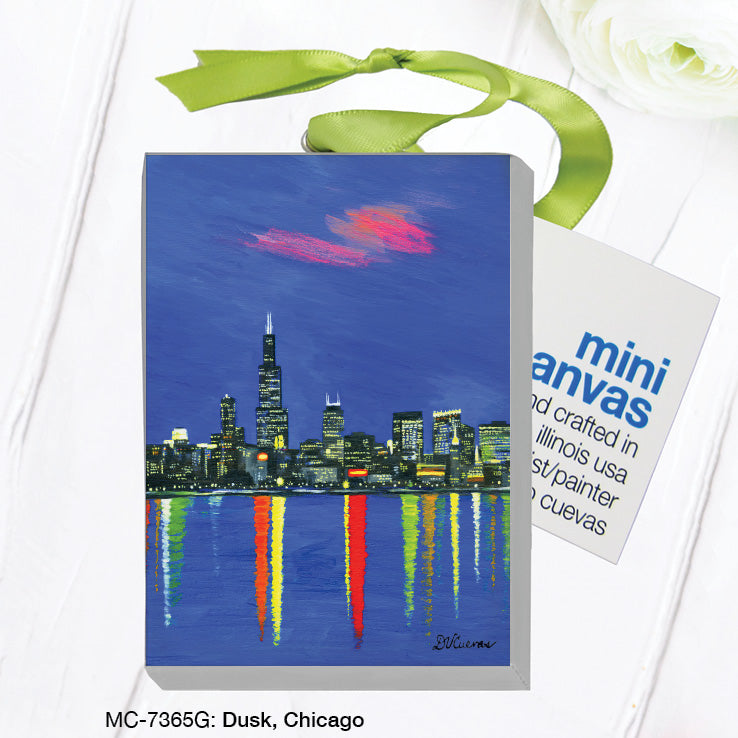 Dusk Skyline, Chicago, Mini Canvas (MC-7365G)