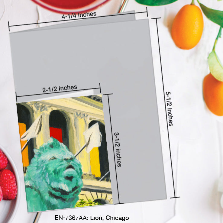 Lion, Chicago, Greeting Card (#7367AA)