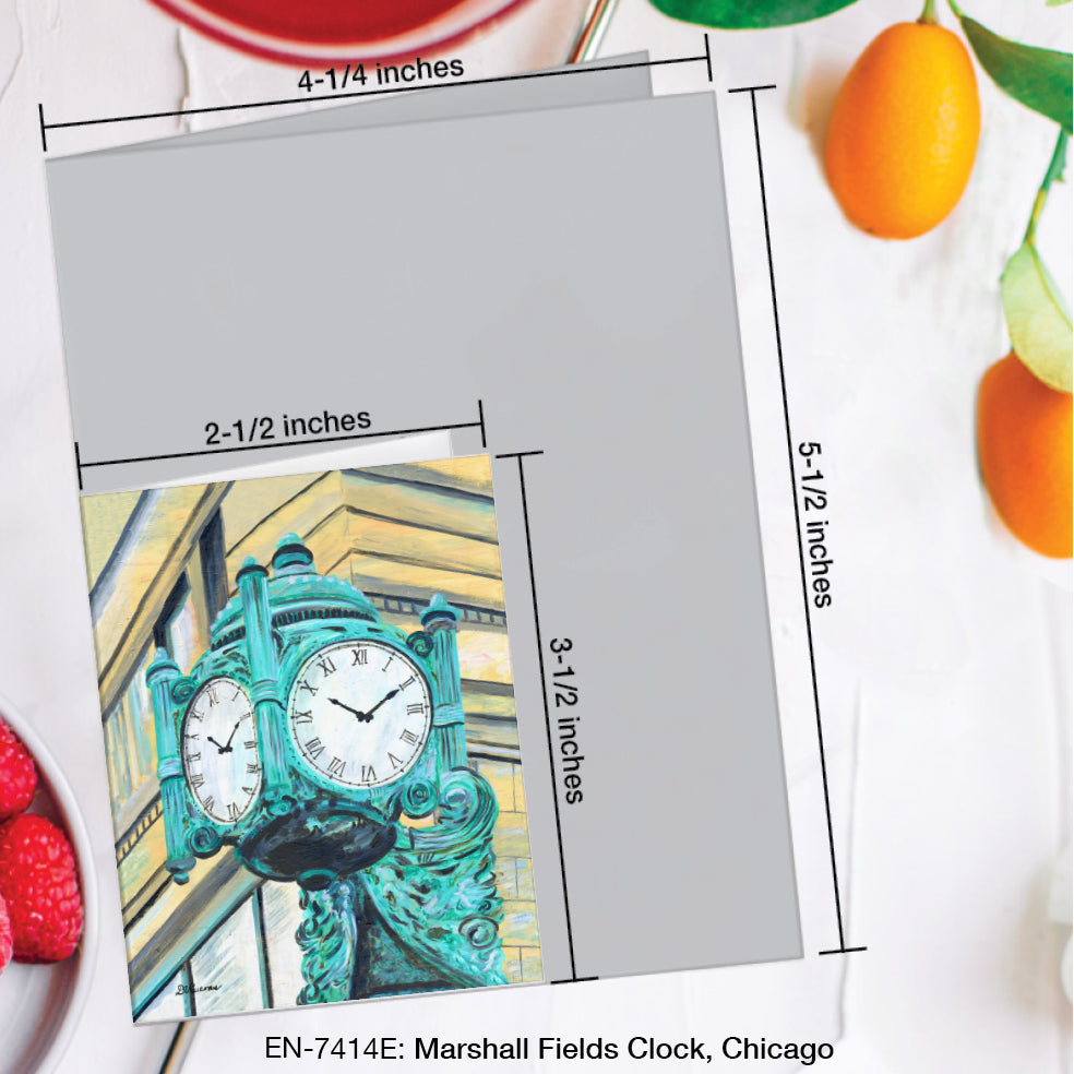 Marshall Fields Clock, Chicago, Greeting Card (#7414E)