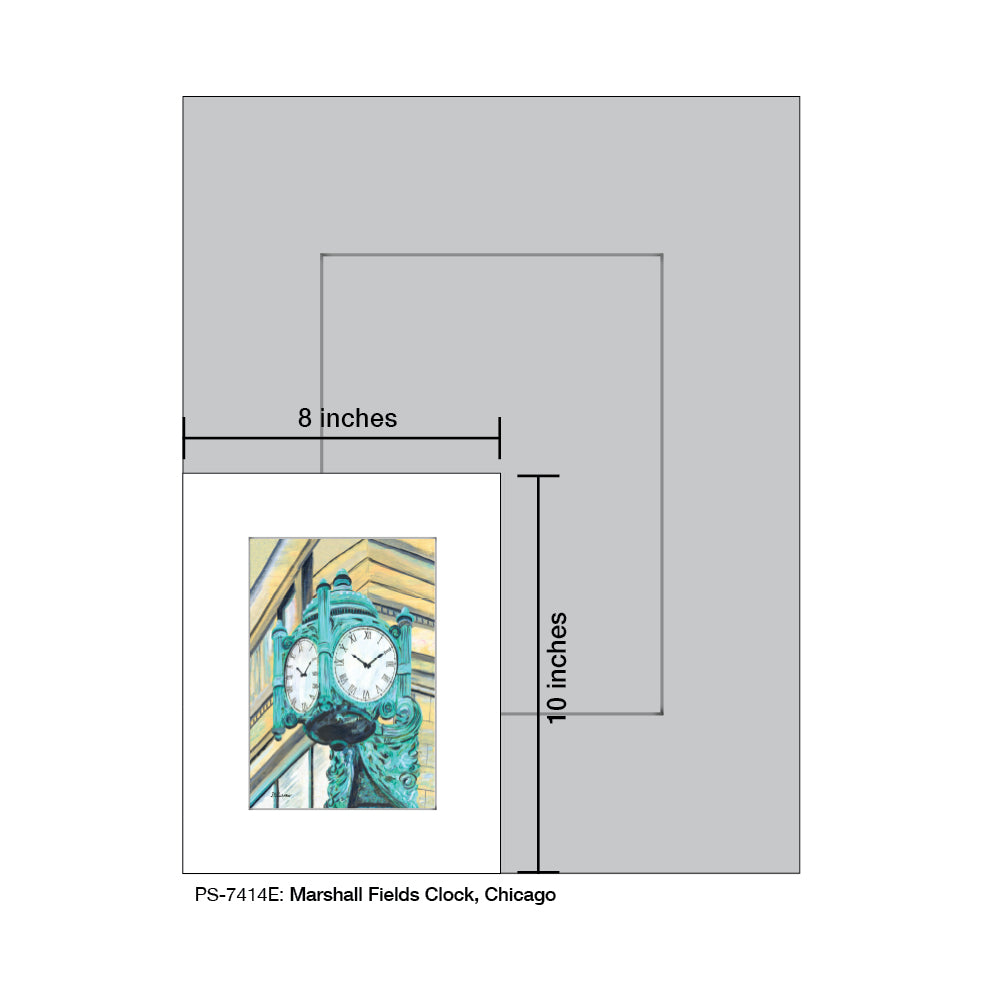 Marshall Fields Clock, Chicago, Print (#7414E)