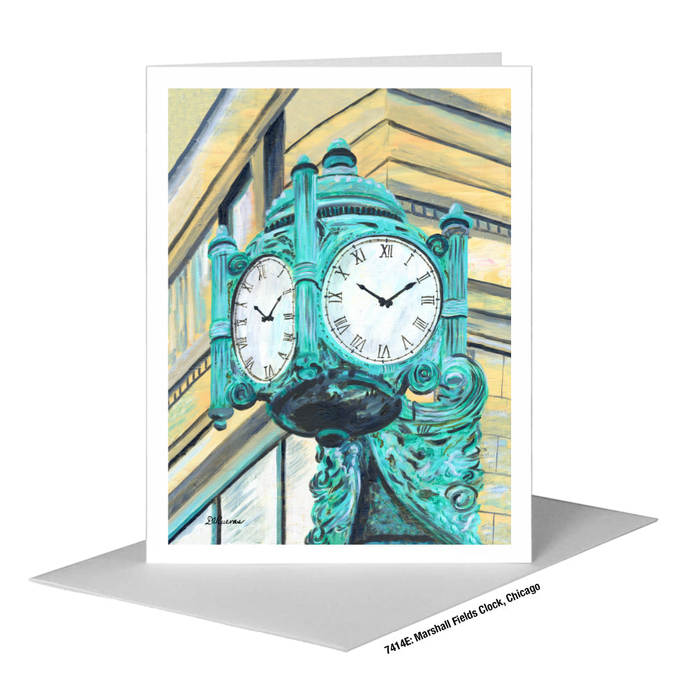 Marshall Fields Clock, Chicago, Greeting Card (#7414E)