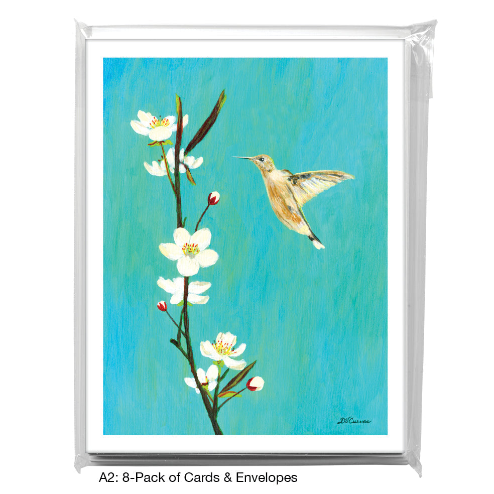 Wild Cherry with Hummingbird, Greeting Card (#7758A)