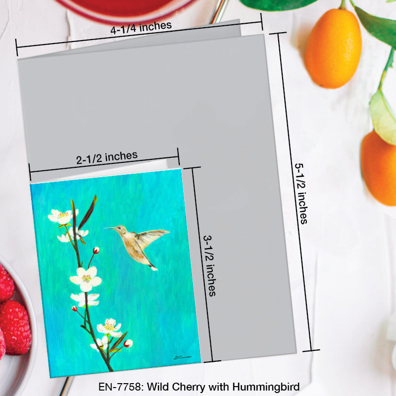 Wild Cherry with Hummingbird, Greeting Card (#7758A)
