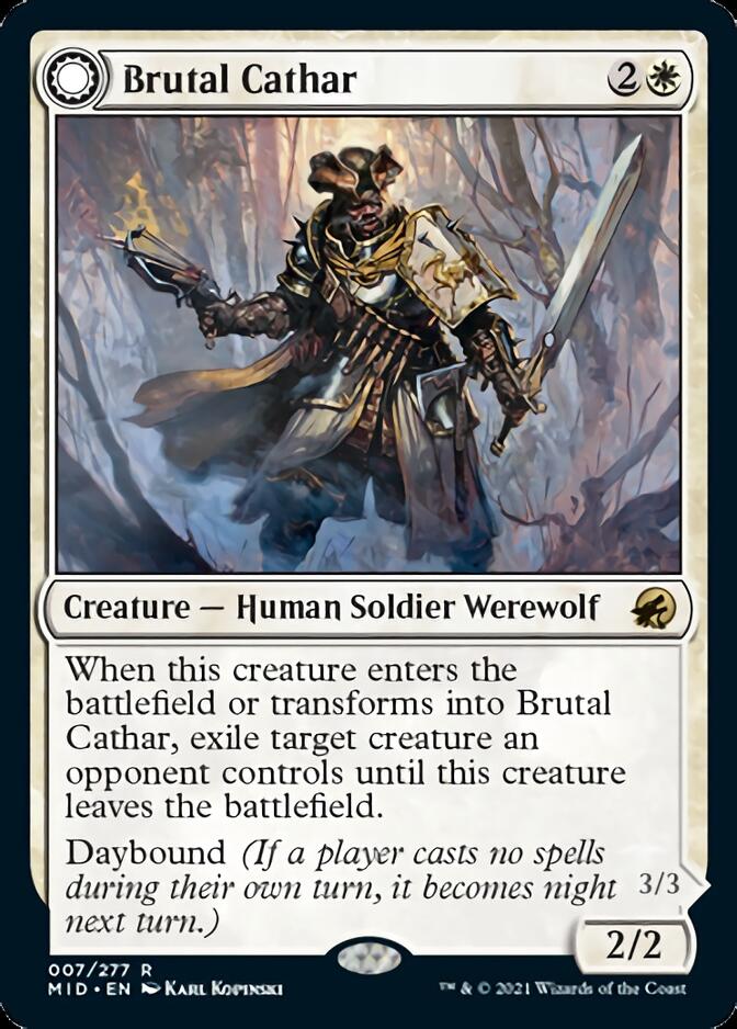 Brutal Cathar // Moonrage Brute (MID-007) - Innistrad: Midnight Hunt: (Double Faced Transform) Foil