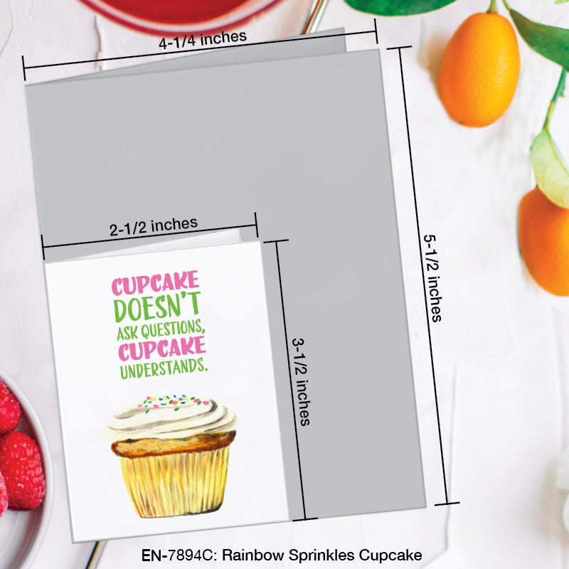 Rainbow Sprinkles Cupcake, Greeting Card (#7894C)