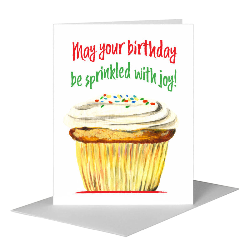 Rainbow Sprinkles Cupcake, Greeting Card (#7894E)