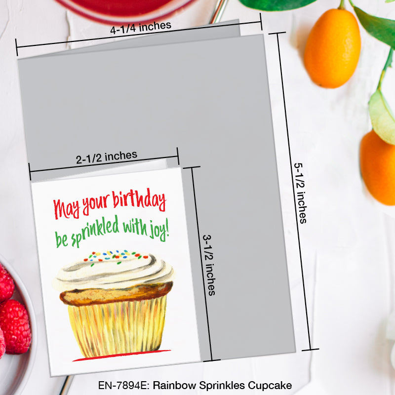 Rainbow Sprinkles Cupcake, Greeting Card (#7894E)