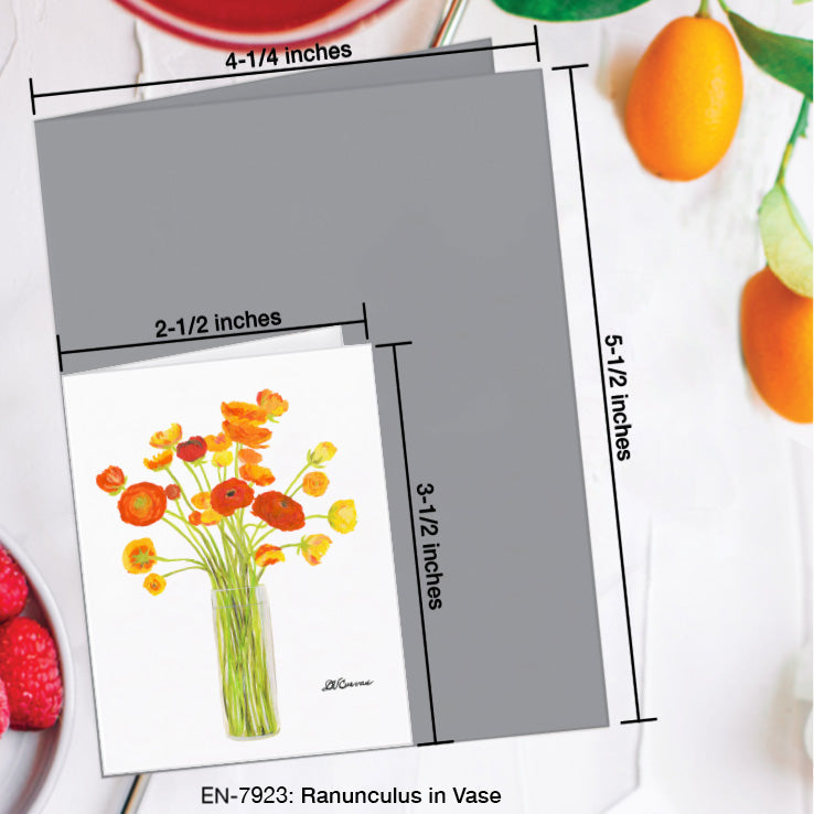 Ranunculus in Vase, Greeting Card (#7923A)