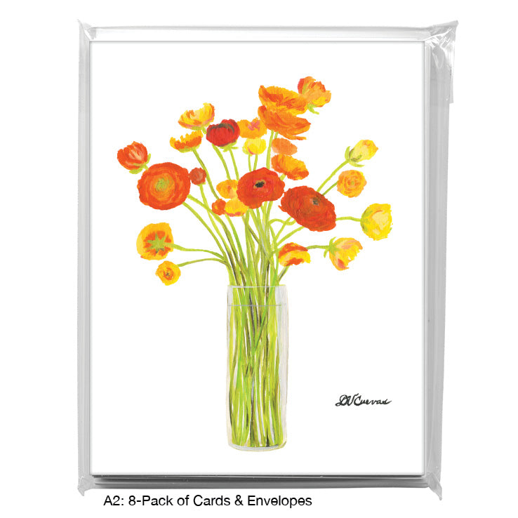 Ranunculus in Vase, Greeting Card (#7923A)
