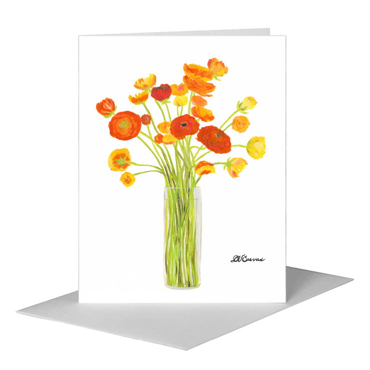Ranunculus in Vase, Greeting Card (#7923A)