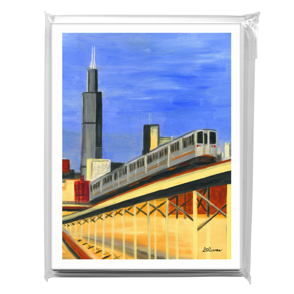 Blue Line Up-Close, Chicago, Greeting Card (#7980A)