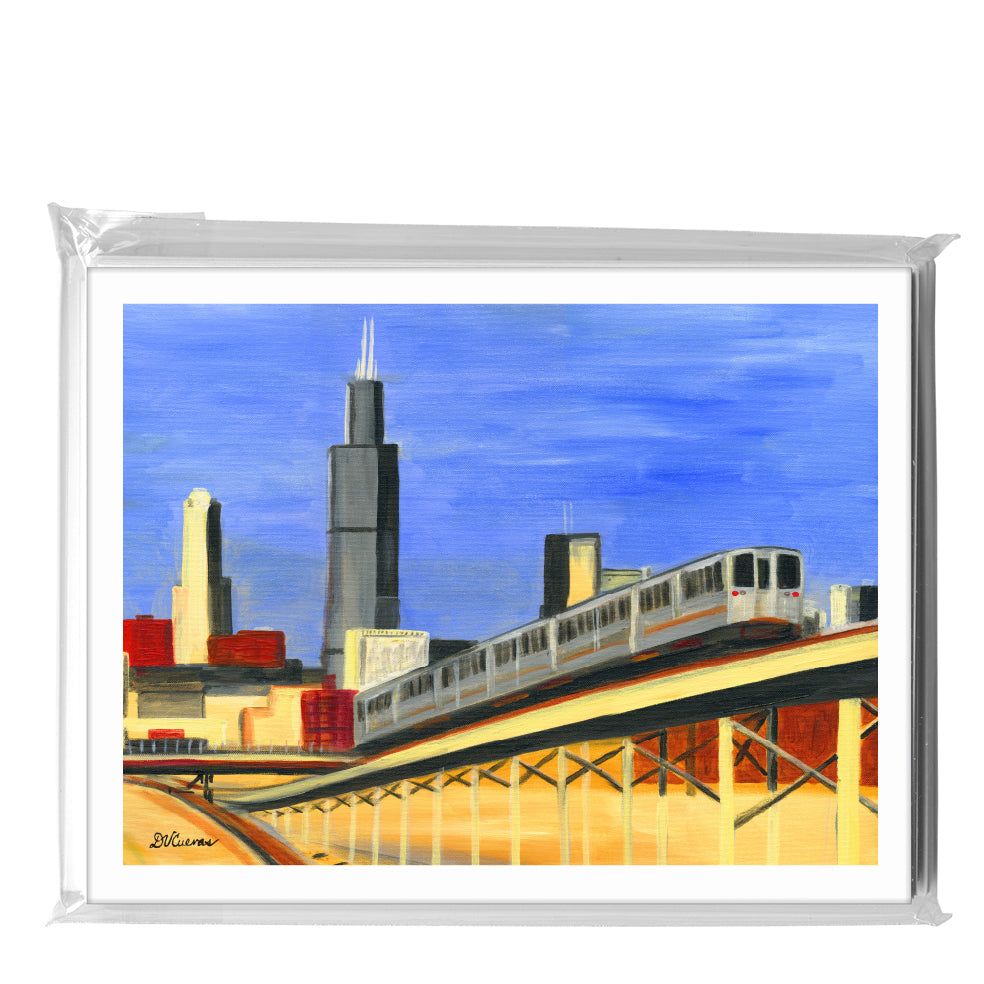 Blue Line Up-Close, Chicago, Greeting Card (#7980E)