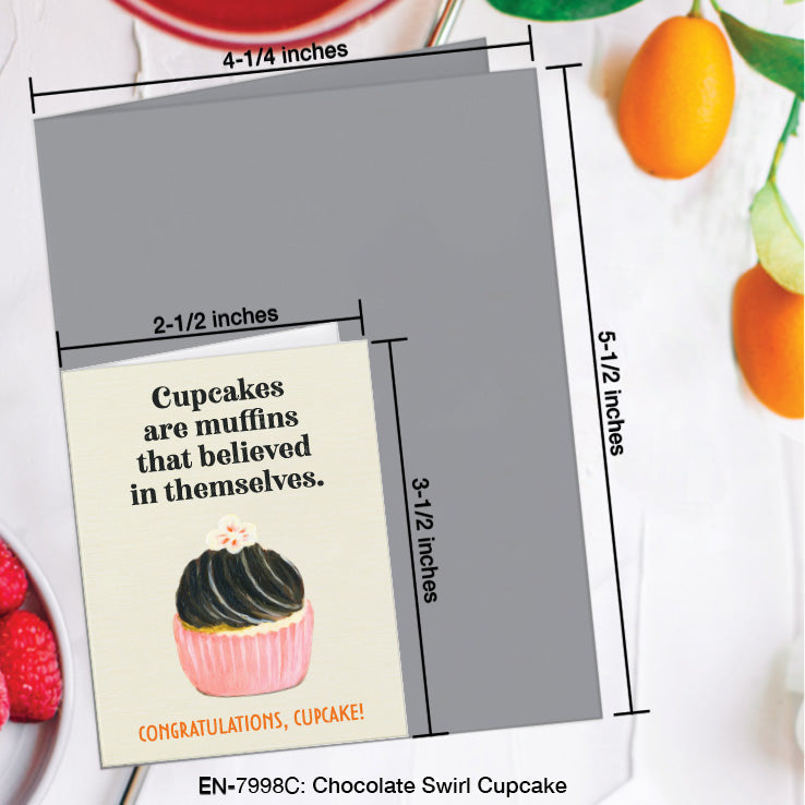 Chocolate Swirl Cupcake, Greeting Card (#7998C)