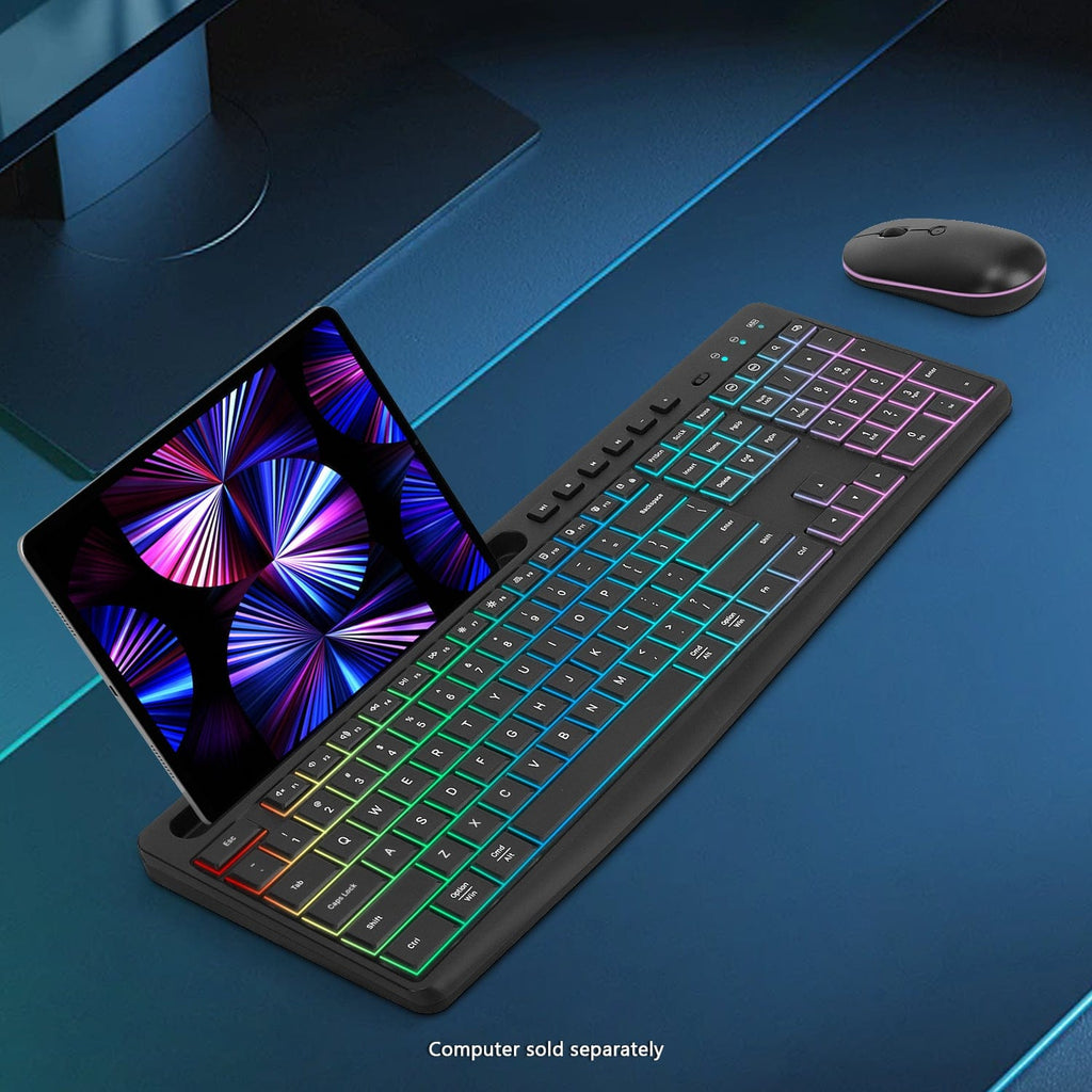 Rechargeable Silent Wireless Keyboard & Mouse Combo - 106 Keys, RGB Backlight
