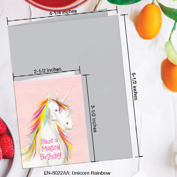 Unicorn Rainbow, Greeting Card (#8022AA)