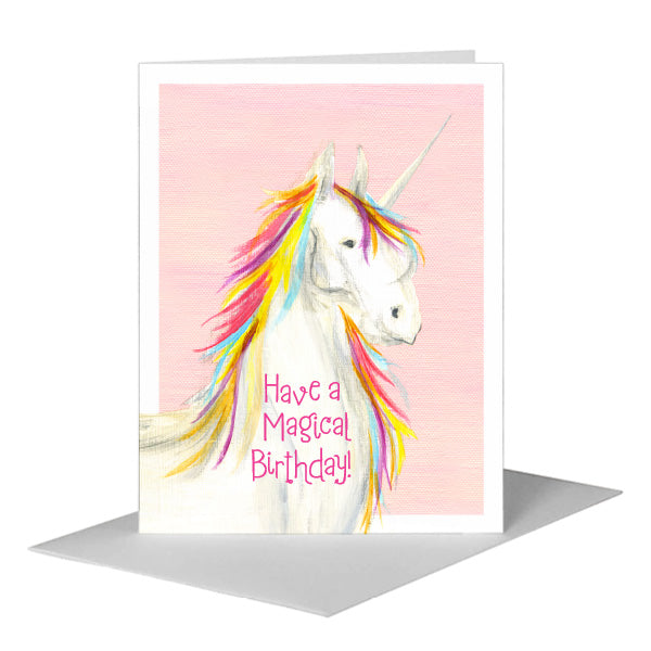 Unicorn Rainbow, Greeting Card (#8022AA)