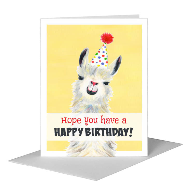 Llama Pink Nose, Greeting Card (#8067D)