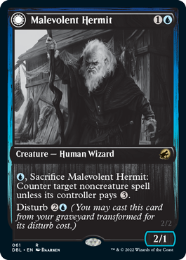 Malevolent Hermit // Benevolent Geist (DBL-061) - Innistrad: Double Feature: (Double Faced Transform) Foil