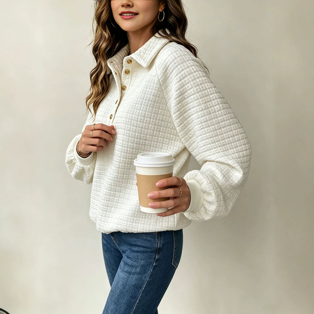 Collar long sleeved top