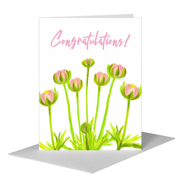 Pink Ranunculus Buds, Greeting Card (#8215B)